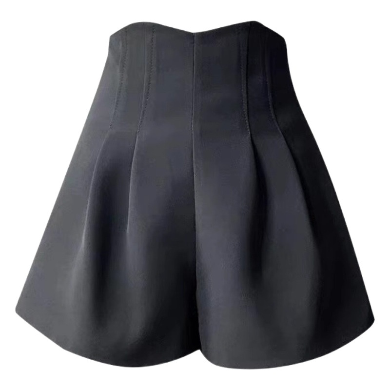 Woolen Shorts Women's 2023 High Waist Slimming chubby girl plus size Wide Leg Pants Small Fashionable Korean Style A- Shoe Pants
