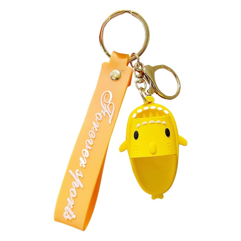Creative cute shark slippers keychain trendy couple schoolbag ornaments car keychain pendant gift wholesale