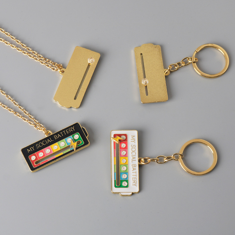 Picture of Cross-border hot selling cartoon creative emotion management adjustable mood expression keychain my social power necklace
