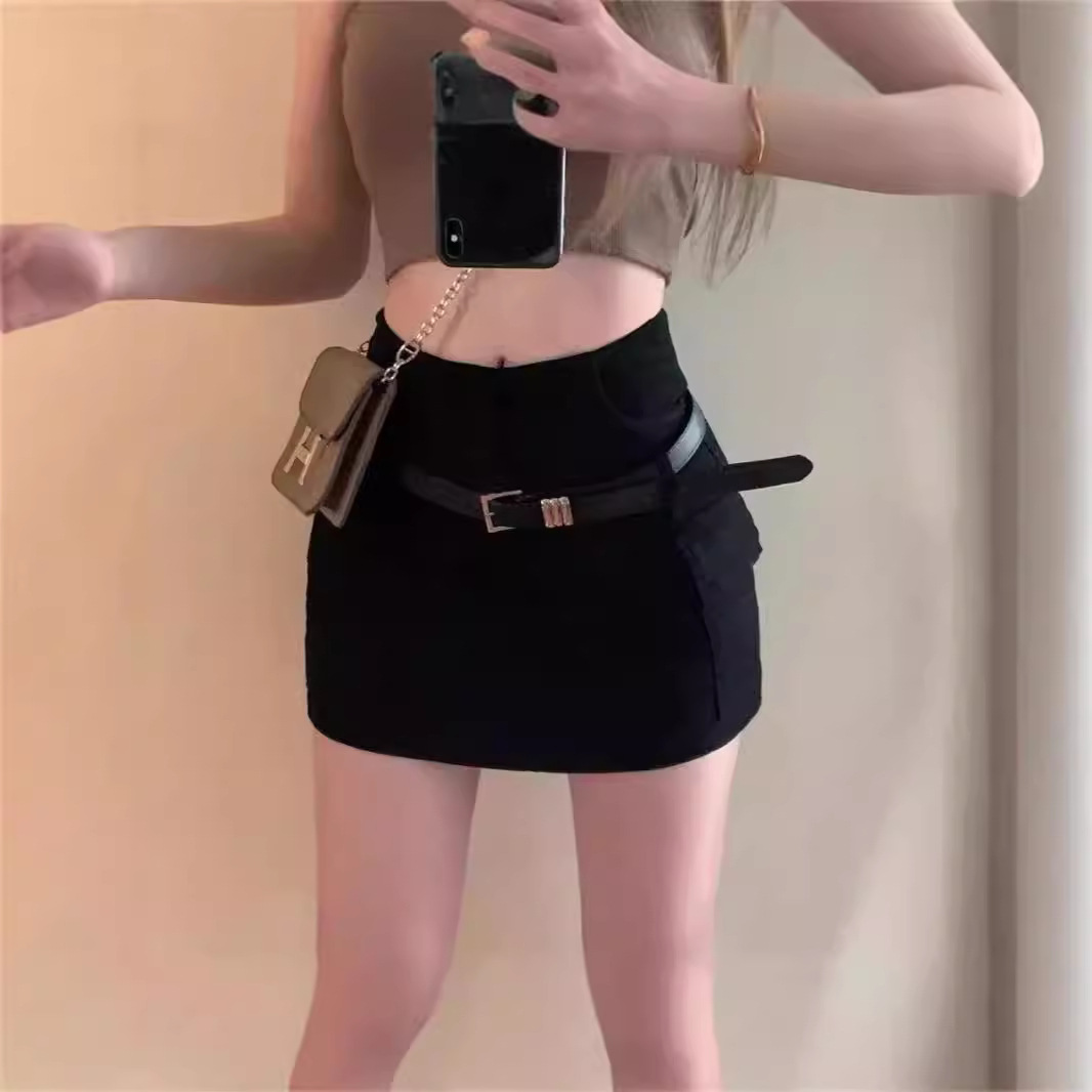 Hot Girl A- Line Skirt Women's Summer New plus size High Waist Slimming Sexy Design Sense Tight Hip Short Skirt