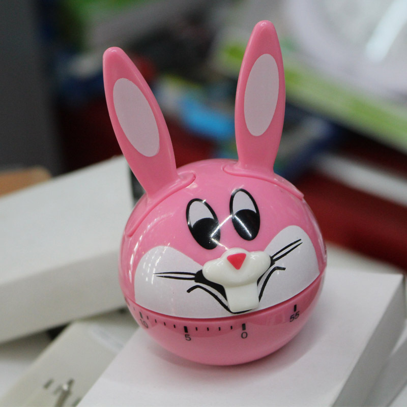 Picture of 60 minutes rabbit modeling mechanical timer on the chain students learning time management alarm clock kitchen soup
