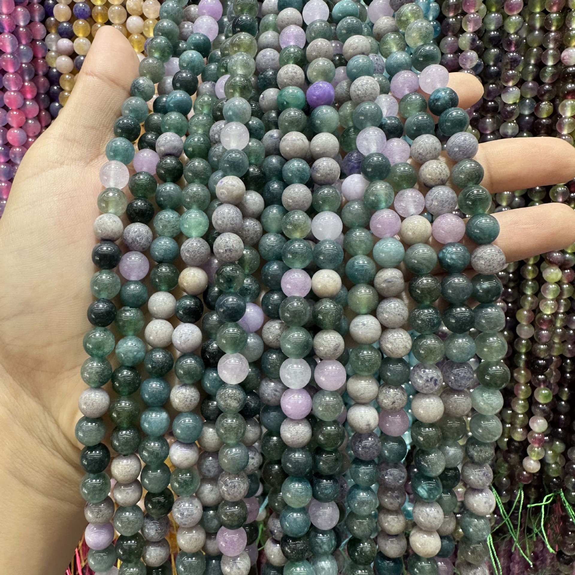 Picture of Live hot grade a chalcedony 8mm two-color round beads beads handmade diy Internet celebrity matching in stock jewelry