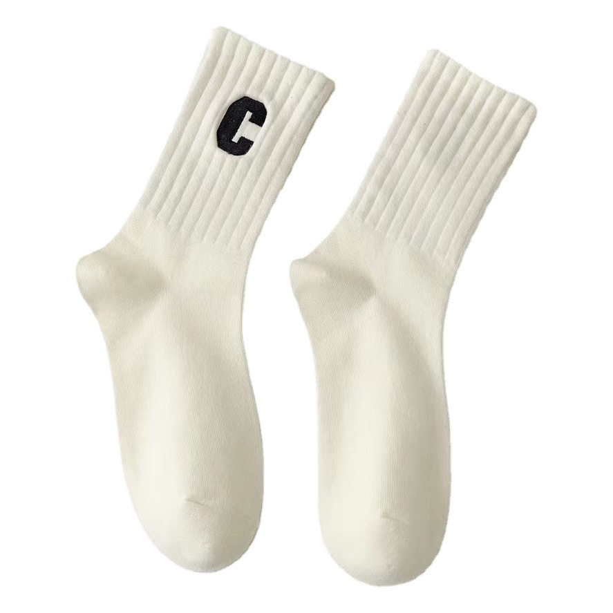 Socks Women's Mid-length Socks Autumn and Winter New ins Fashionable Otaway Shark Pantyhose c Letter Personalized All-match Long Barrel