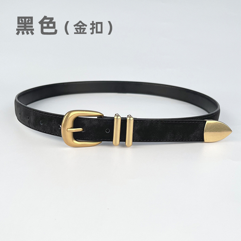 Picture of Cowhide Women's Leather Belt Decorative Casual Pants Jeans Frosted Snowflake Korean Style Vintage Fashion Women's Belt