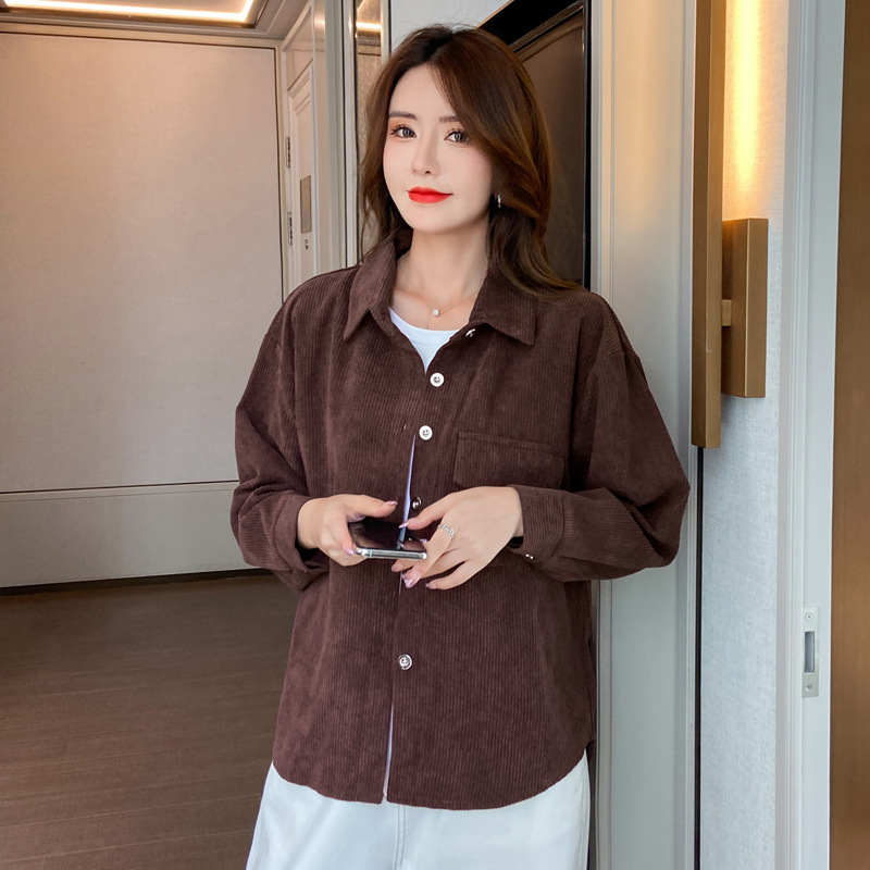 Shirt for women 2022 Spring and Autumn new all-matching coat loose slimming retro Hong Kong style top niche design thickened