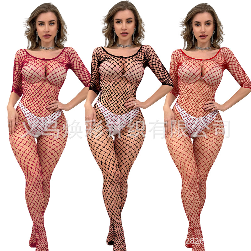 Sexy underwear fishing net one-piece socks one-piece net sexy hollow crotch-free body perspective a generation of hair