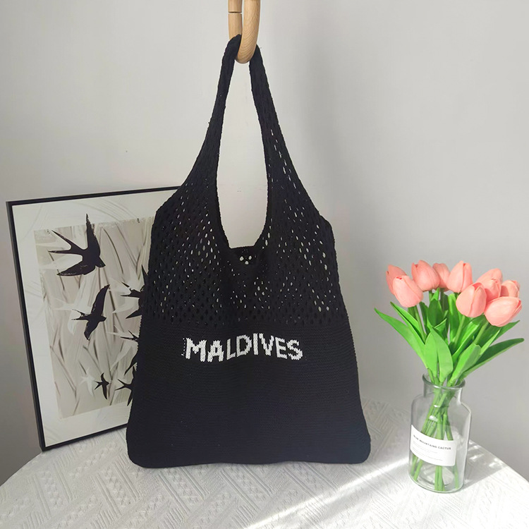 Picture of New Woven Bag Women's Letter All-match Knitted Shoulder Bag Fashion Large Capacity Tote Bag Handbag Maldives