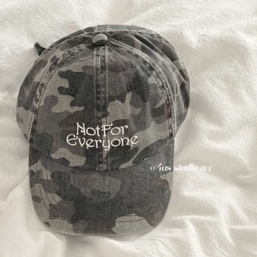 Picture of Hot Girl Street Vintage Camouflage Antique Washed Letter Embroidered Baseball Cap Women's Soft Top Show Face Small Cap Couple