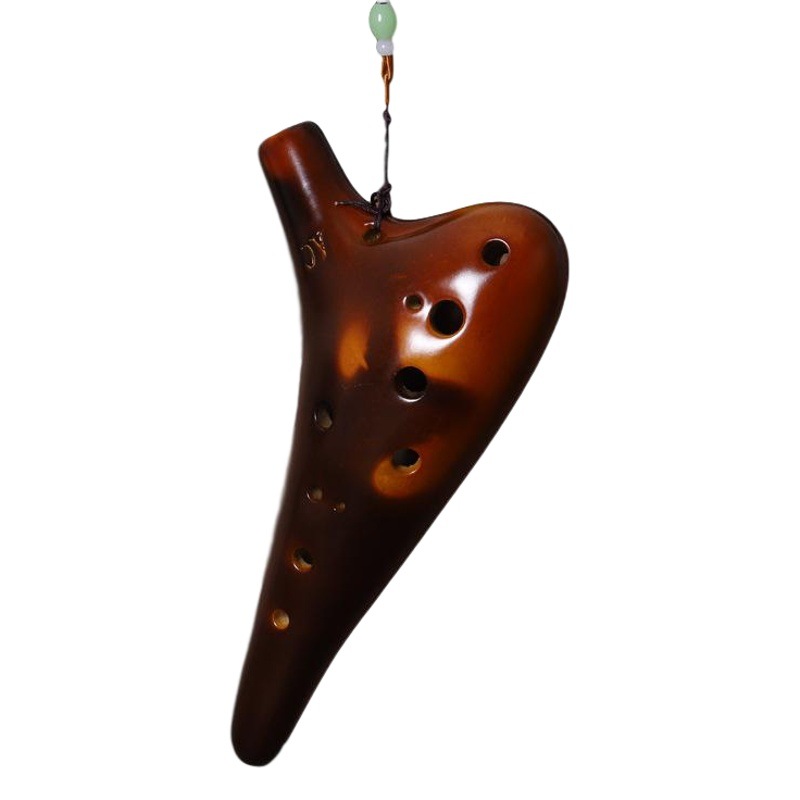 Independent Innovation Amber Yellow Twelve-Hole Ocarina Music Instrument Alto C Key Ac with Heart Production Ocarina Wholesale