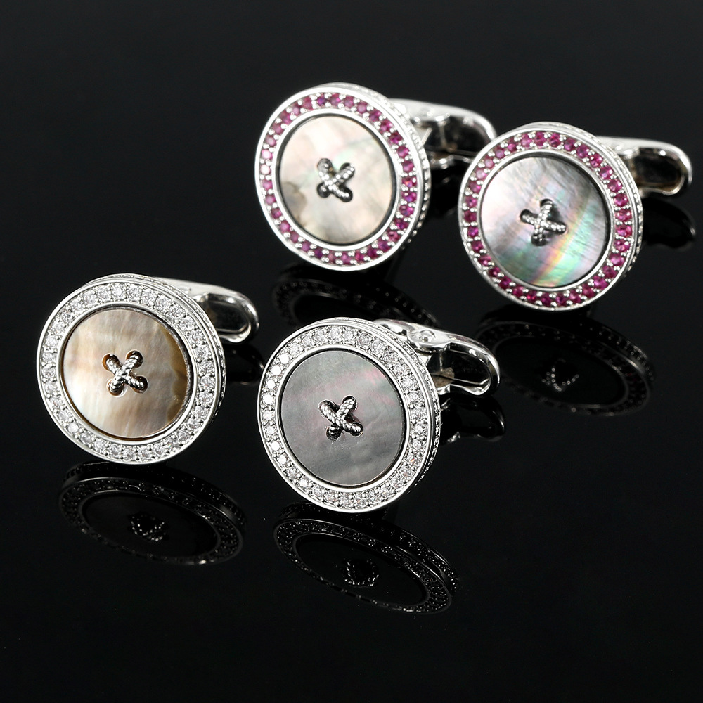 Cross-border Ins New Product Button Cufflinks Copper Cufflinks Creative Men's Fashion Cufflinks Suit Shirt Accessories in stock