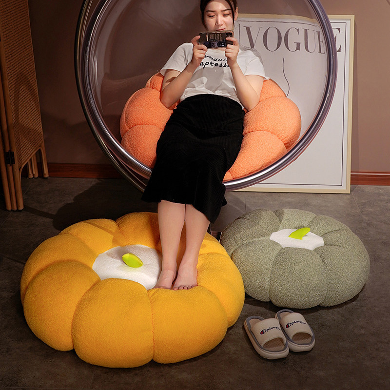Picture of Pumpkin Futon Cushion Floor Pouf Lazy Living Room Butt Cushion Tatami Bay Window Back Cushion Floor Cushion Cushion