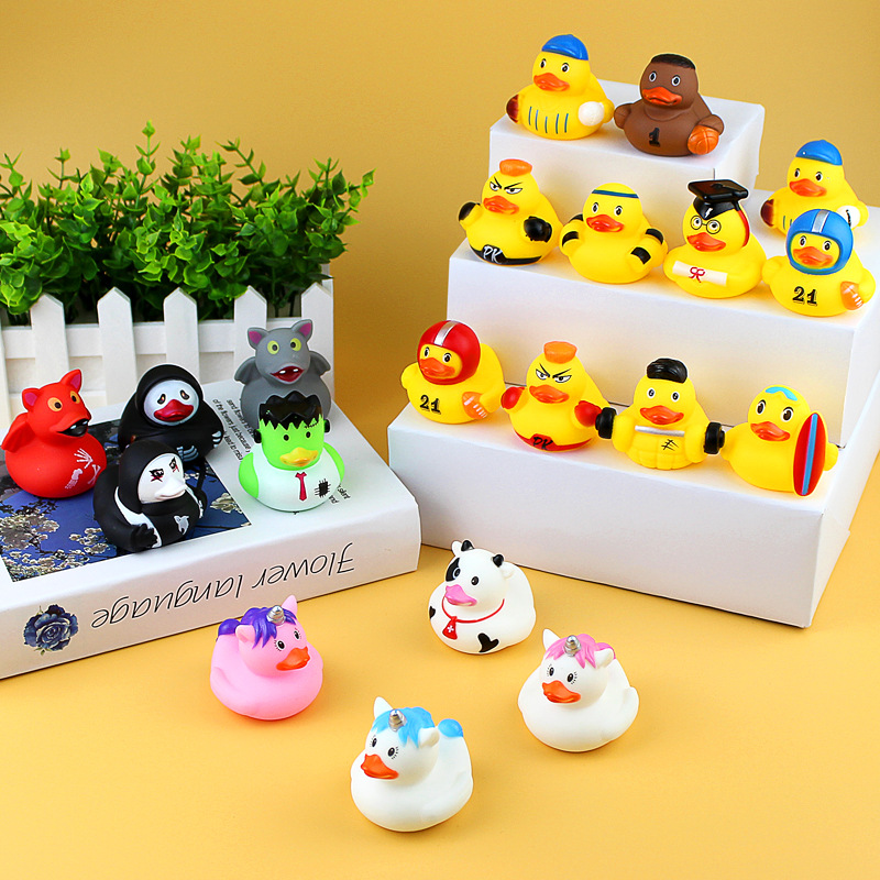 Picture of Creative Sports duck shape small yellow duck toy pinch sound baby bath toy water floating small yellow duck