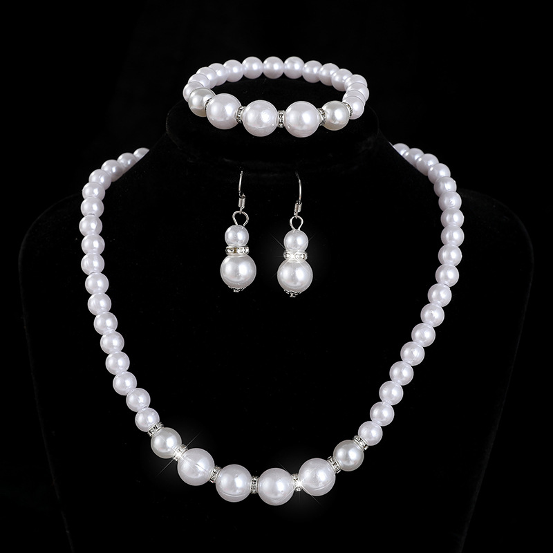 Picture of Cross-border jewelry new bridal sweater chain necklace set diamond artificial pearl necklace earring bracelet set