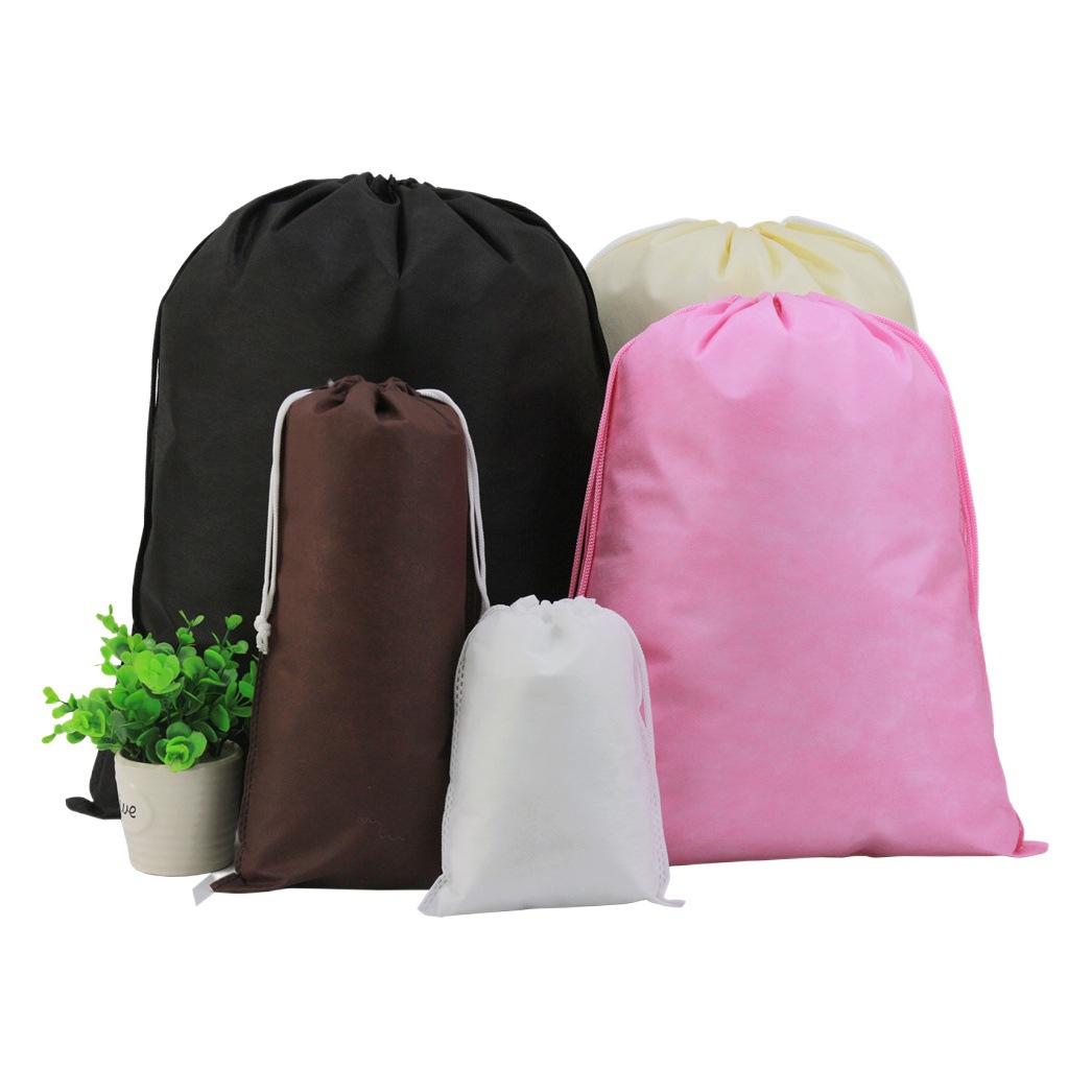 Non-woven drawstring bag in stock shoes storage bag a variety of solid color bundle pocket dust bag wholesale logo printing