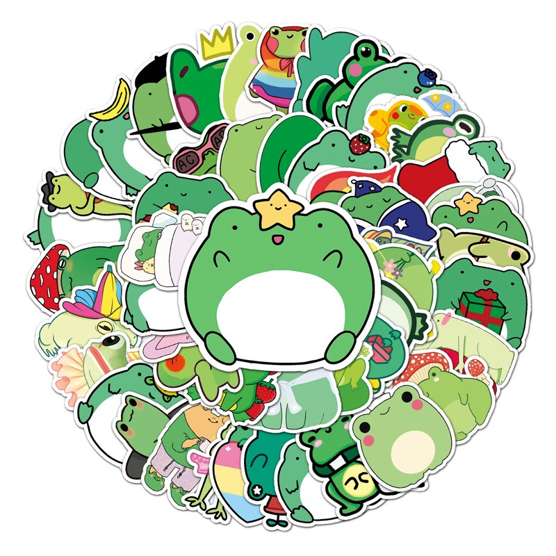 50 small frog graffiti cartoon cute animal children DIY skateboard motorcycle luggage waterproof stickers