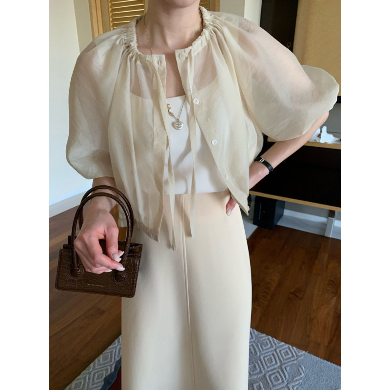 in stock South Korea Chic French Style Elegant Drawstring Style Bandwidth Loosen Sunscreen Jacket for Women