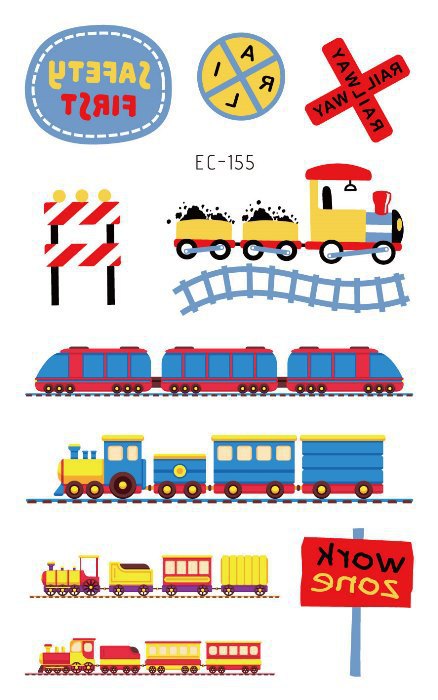 Picture of Children's Cartoon Transport tattoo Paper stickers Aircraft Ship Train Track Creative tattoo stickers