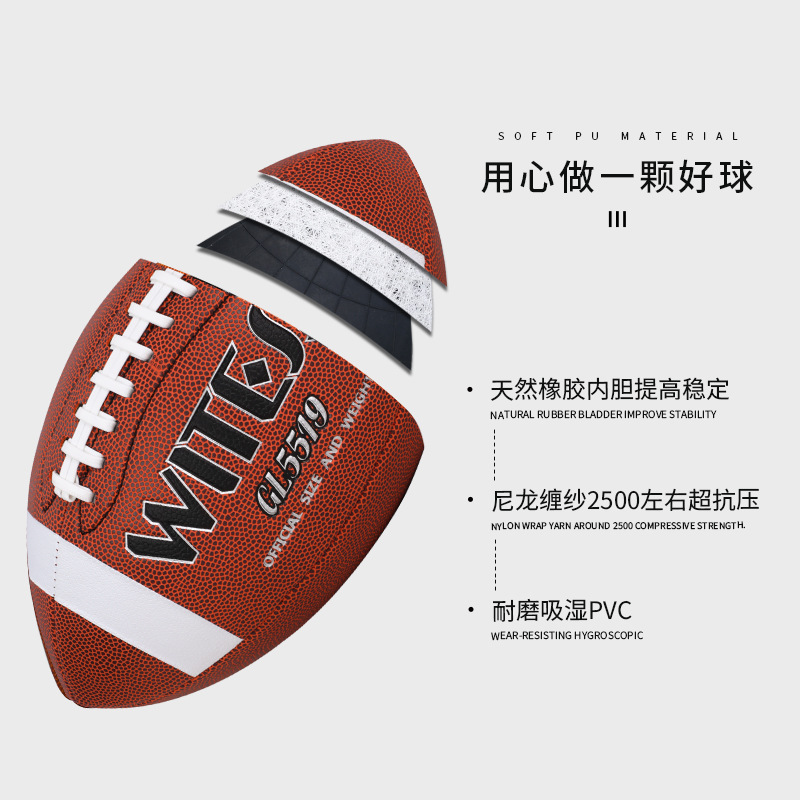 Picture of Witess Mister Machine Sewn Football Pu American Football Standard Training Competition Adult No. 9 Youth No. 6