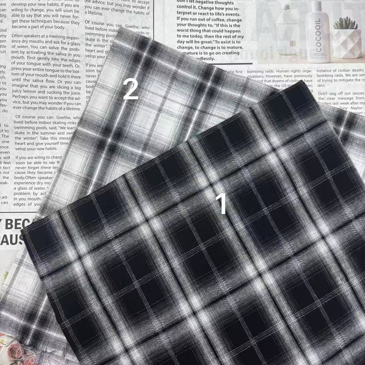 Yarn-dyed jacquard plaid spring and autumn new plaid casual shirt jacket mopping floor-length wide-leg pants bucket bag fabric
