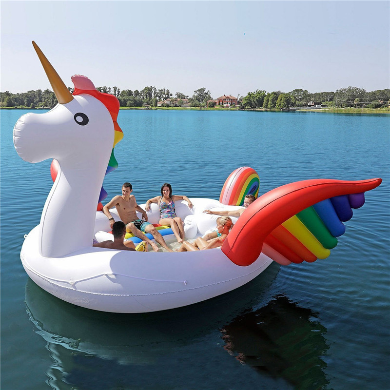 Cross-Border Giant 6-Person Unicorn Floating Island Multi-Person Flamingo Water Floating Island Water Party Multi-Person Mount