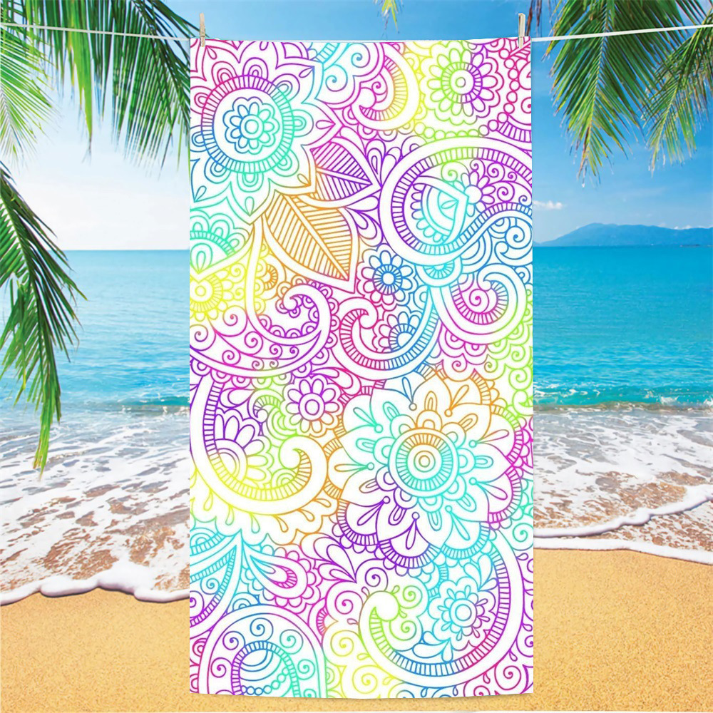 Picture of Cross-border microfiber double-sided velvet beach towel custom LOGO digital printing large bath towel rectangular thick towel