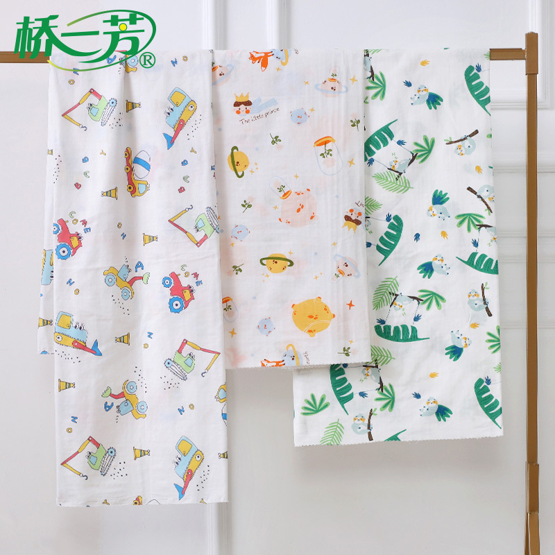 Qiaoyifang Double-Layer Gauze Combed Printed Gauze Baby Clothing Home Clothes Confinement Clothes Cartoon Cotton Fabric