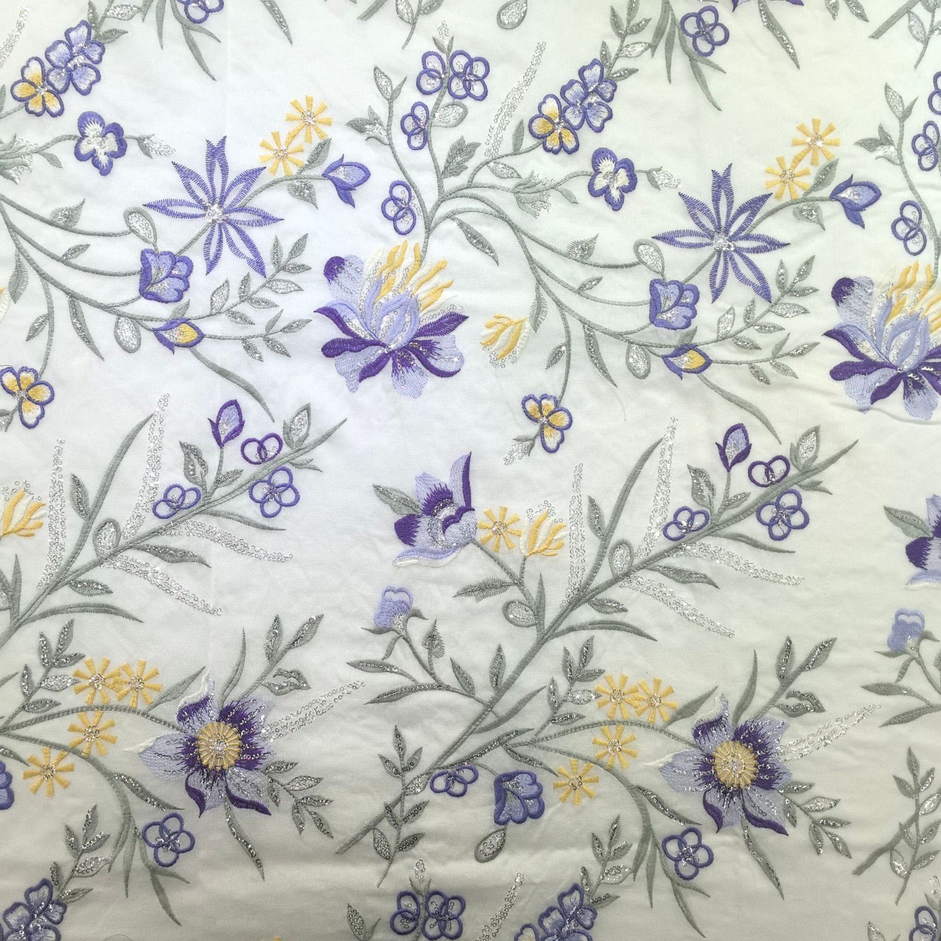 Factory Original Design High-grade Tencel Wrinkle Base Cloth Sequin Multicolor Embroidered Fabric New Chinese Style Jacket Vest Fabric