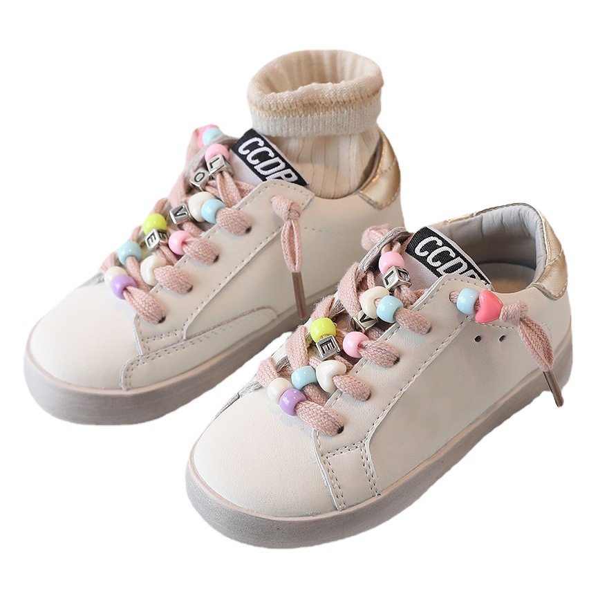 2288 Candy Star Genuine Leather Dirty Shoes 2025 Children's Sneakers Girls Love Single Shoes Colorful Beads Dirty Shoes