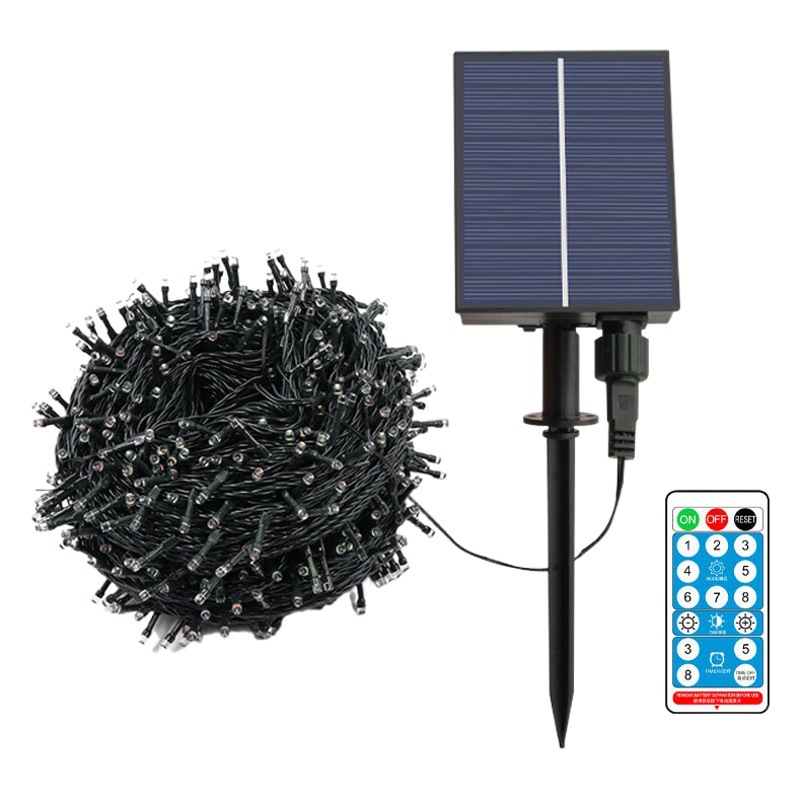 Cross-Border New Led Remote Control Solar Light String Holiday Decorative Light String Garden Outdoor Waterproof Colorful Light String