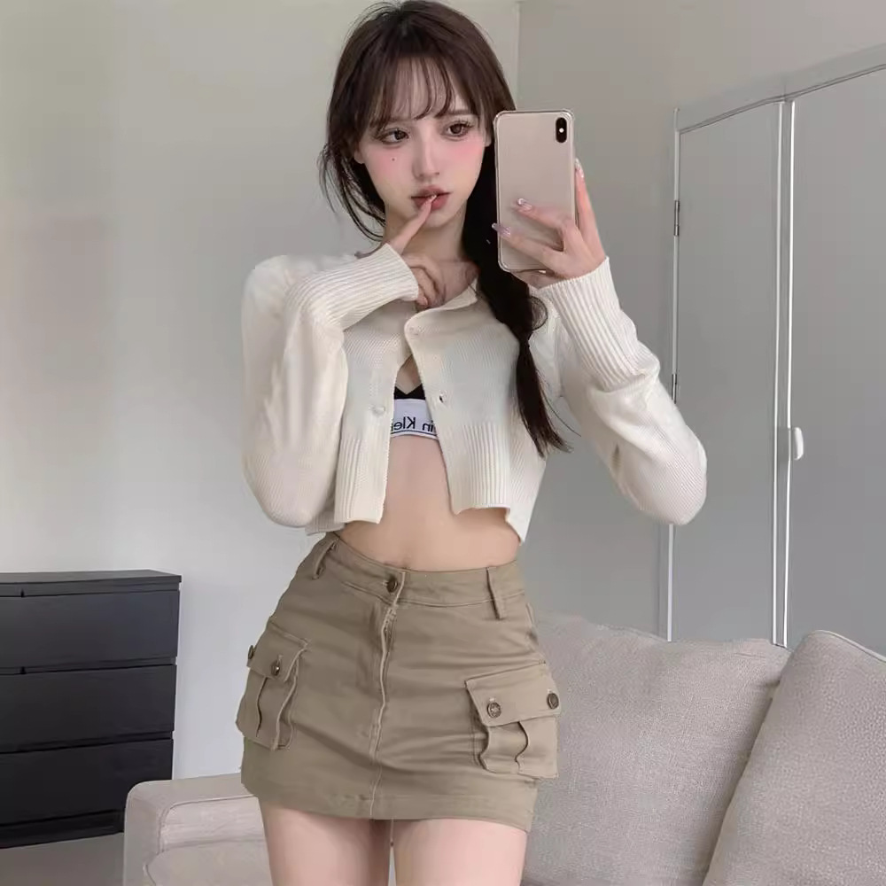 2023 Summer Skirt Ins Trendy New Style Workwear Skirt Women's khaki Hot Girl High Waist Slimming Hip Skirt