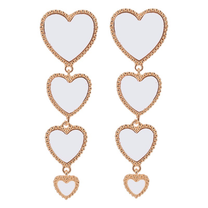 Picture of European and American Exaggerated Fashion Love Tassel Earrings Oil Dripping Cute Heart-Shaped Earrings for Women