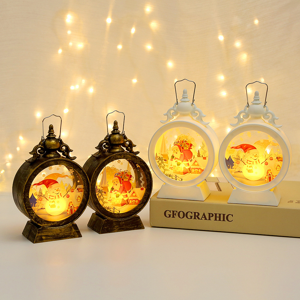 Picture of Cross-border Christmas decorations wind lamp LED retro portable lamp Christmas gift lighting scene layout ornaments