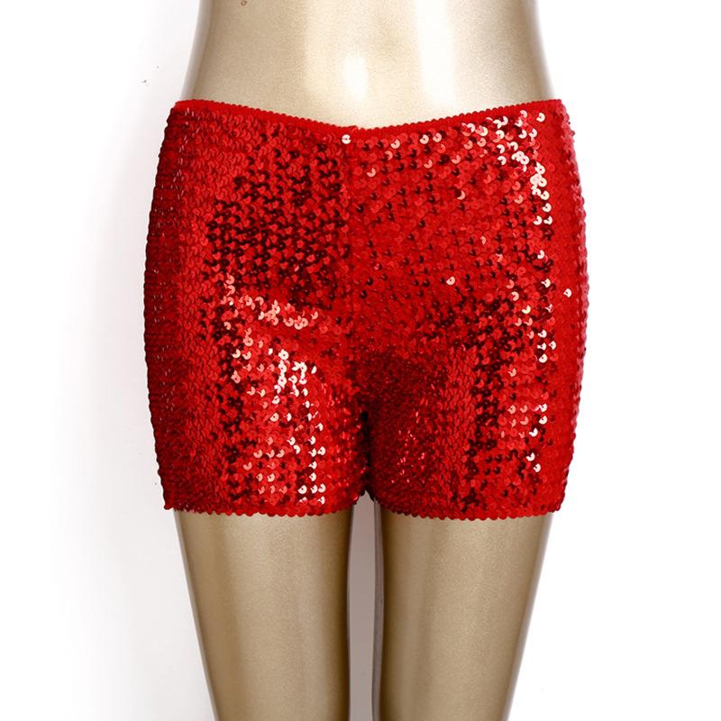Picture of European and American Street Fashion Metal Sequins Elastic Belt Slim-fit Low Waist All-match Women's Shorts Dancing Hot Pants