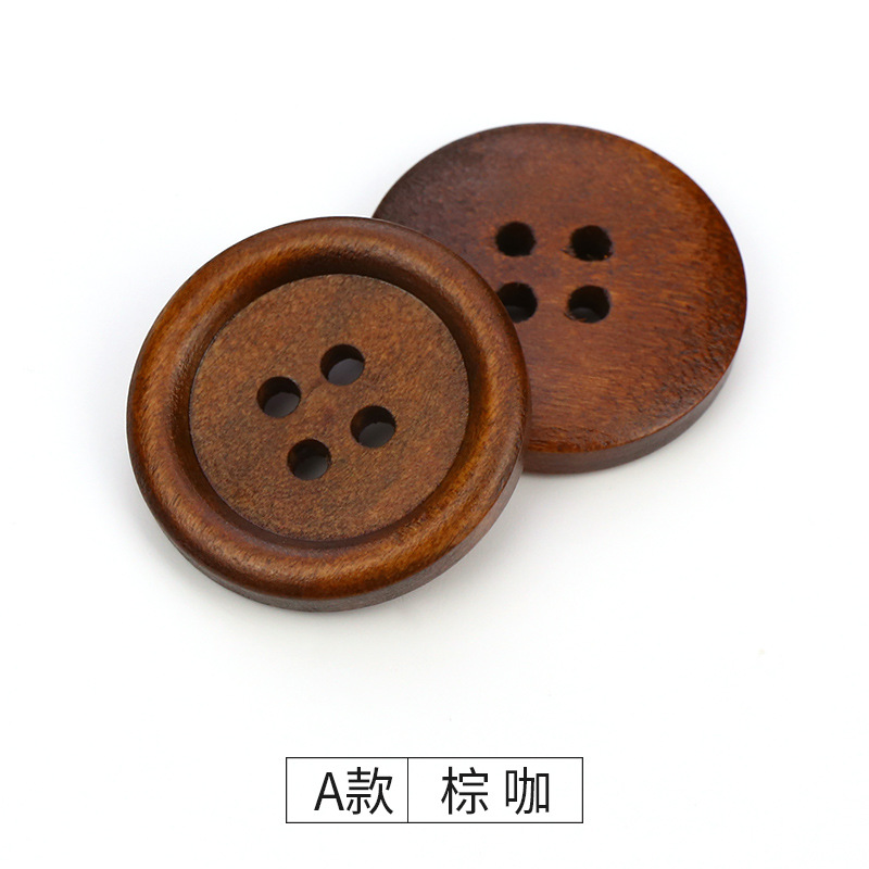 Picture of Cida manufacturers supply wood buttons 9mm -38mm four-eye fine edge buckle sweater round children's DIY accessories
