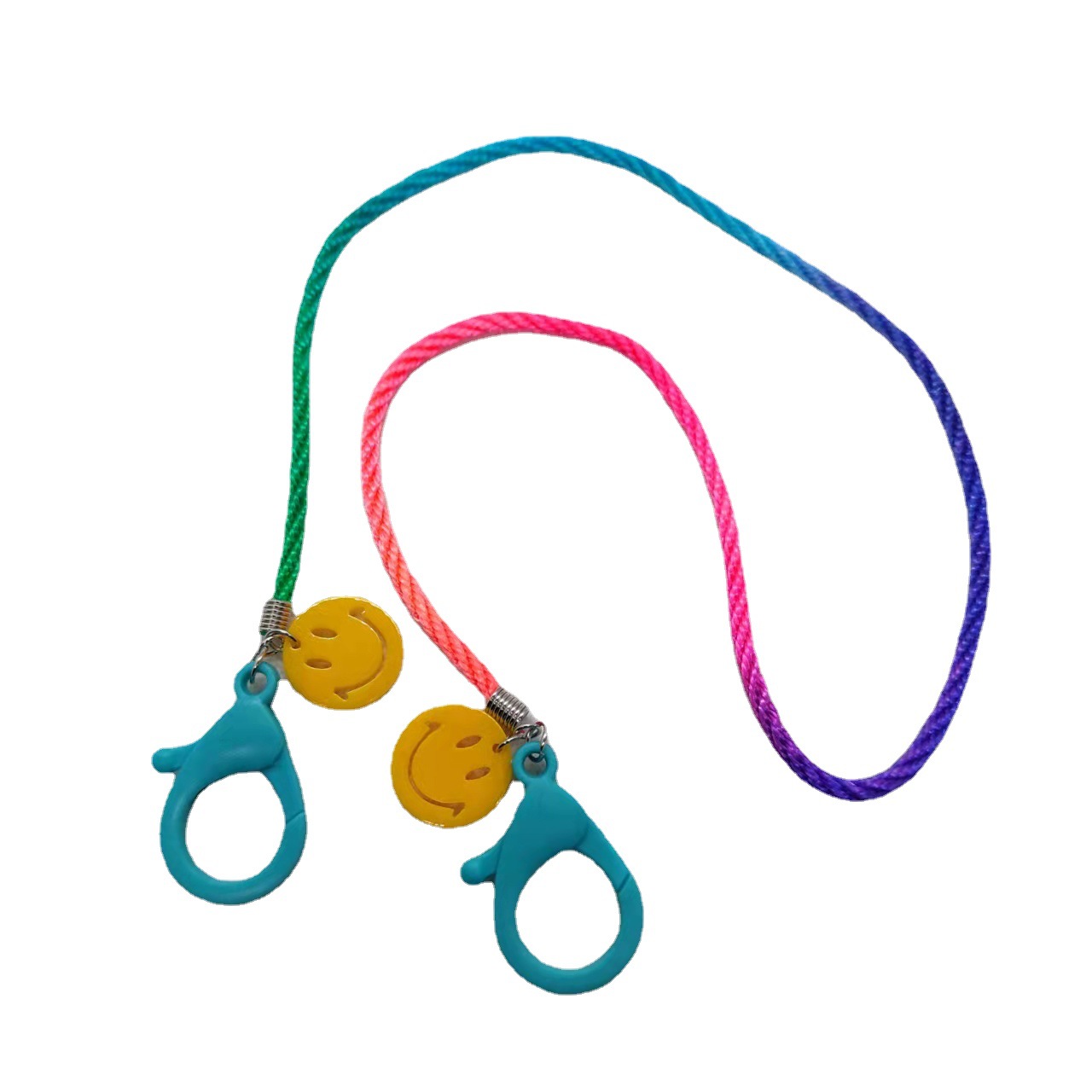 Picture of Korean style children's cartoon candy color acrylic smiley face gradient lanyard mask chain glasses chain mask with hanging chain