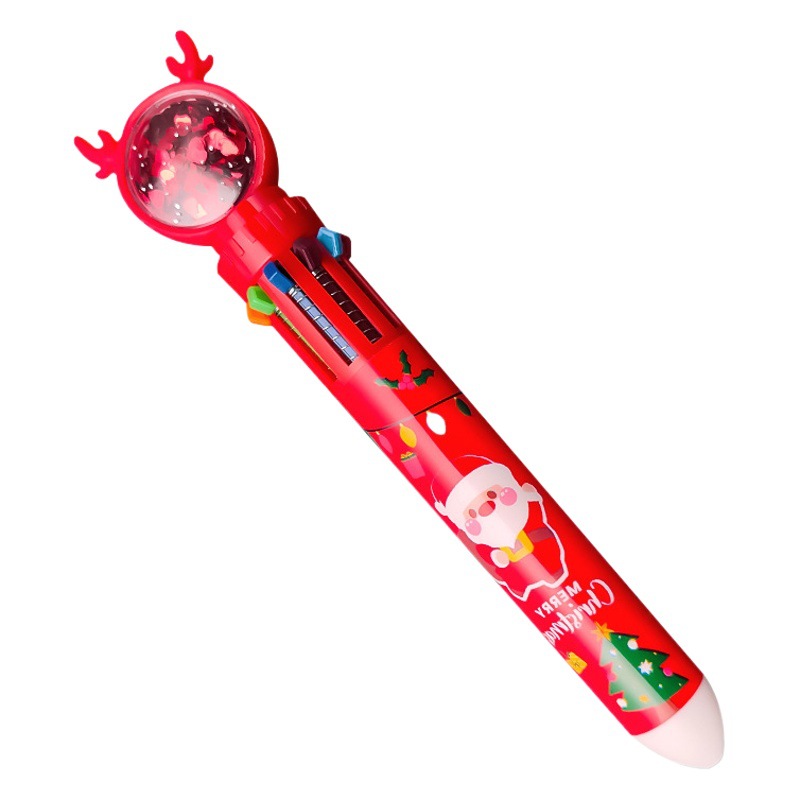 Christmas Gift Multi-Color Ballpoint Pen Creative Christmas 10-Color Ballpoint Pen Student Class Gift Stationery Prizes