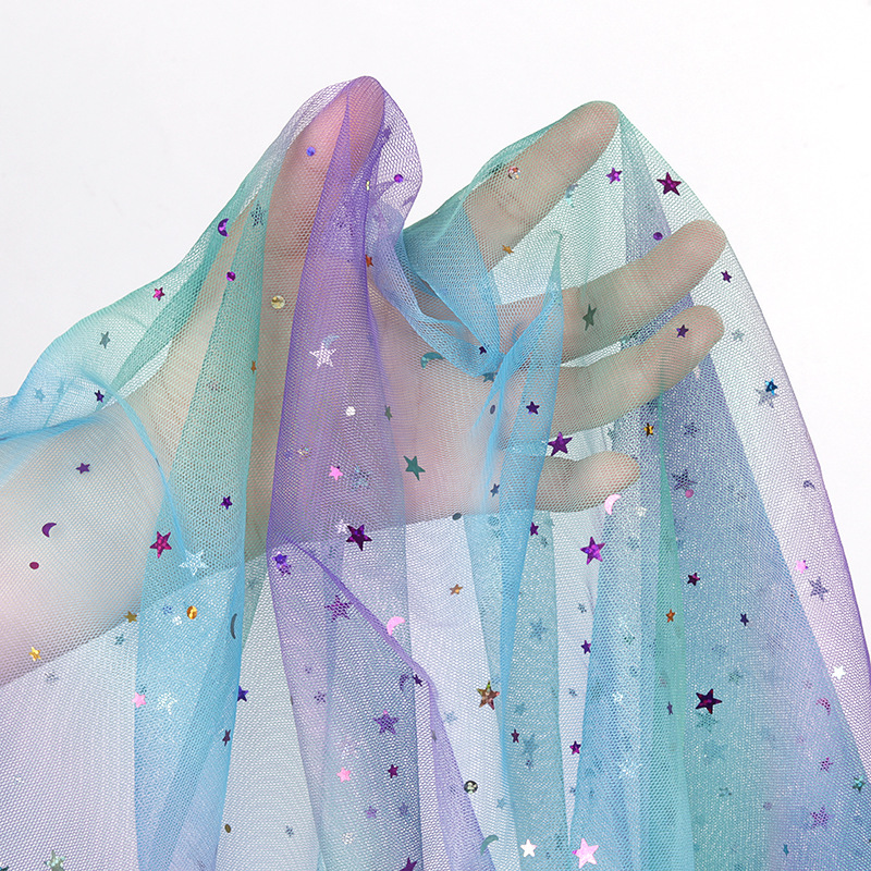 Picture of Scattered Tulle Yarn American Mesh Star Mesh Gauze Love Sequin Bronzing Fabric Mesh Sequin Fabric