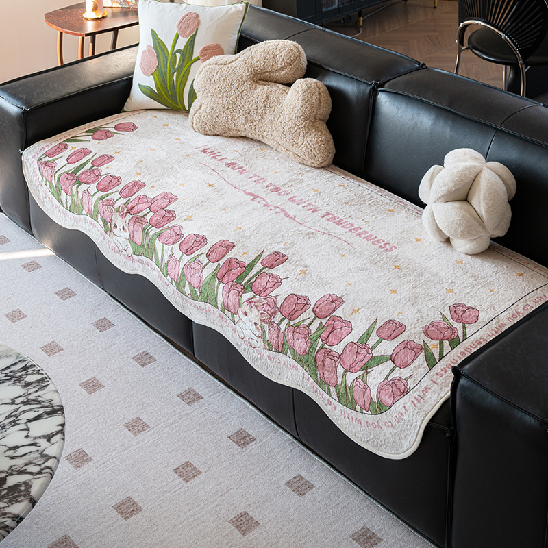 Four Seasons Universal Leather Sofa Cushion Cute Alien Cushion Cartoon 2024 New Special Cover Towel Non-slip Cover Cloth