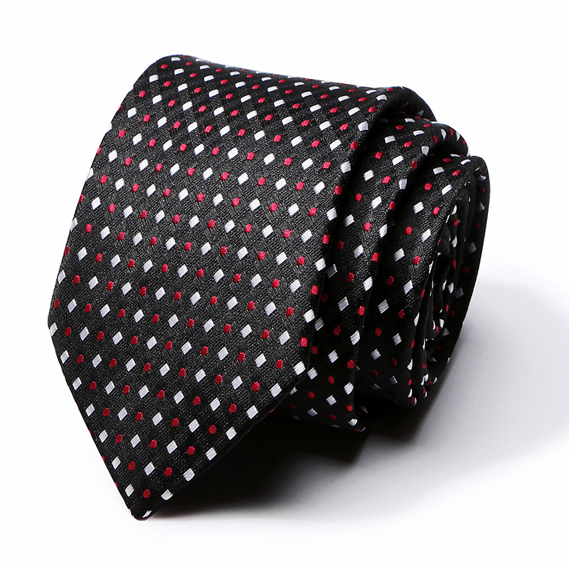Picture of Tie spot tie polyester silk tie manufacturer 8cm business men's formal wear wedding studio tie