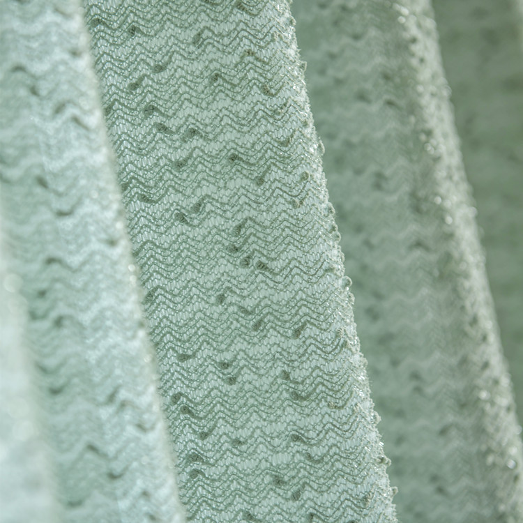 French Light Luxury Small Chanel Green Gauze Curtain Living Room Bedroom Balcony Transparent Window Screen Curtain Finished Product Wholesale