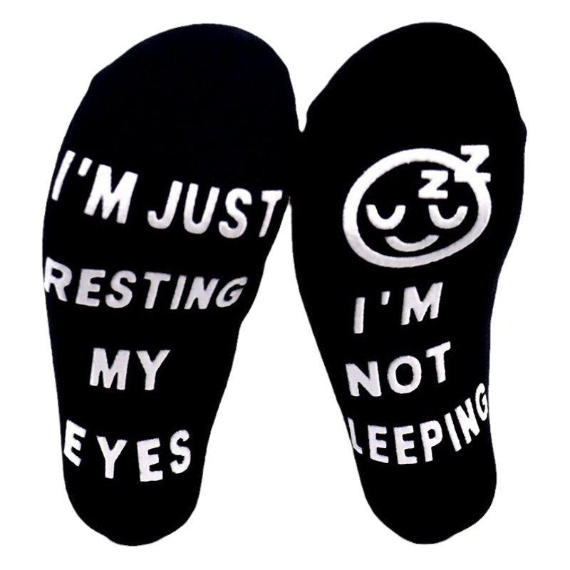 in stock I 'M JUST RESTING MY EYES cross-border explosions in the tube non-slip dispensing letter socks wholesale