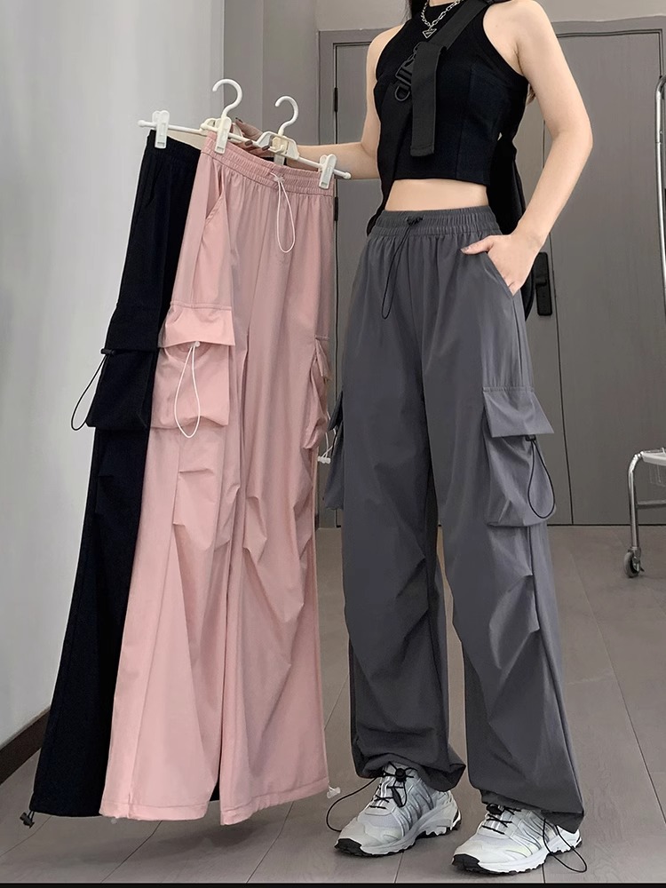 French Crock Pants Women's Pants 2024 New Spring and Autumn Charge Small Wide Leg Casual Loose Mountaineering Sports Pants