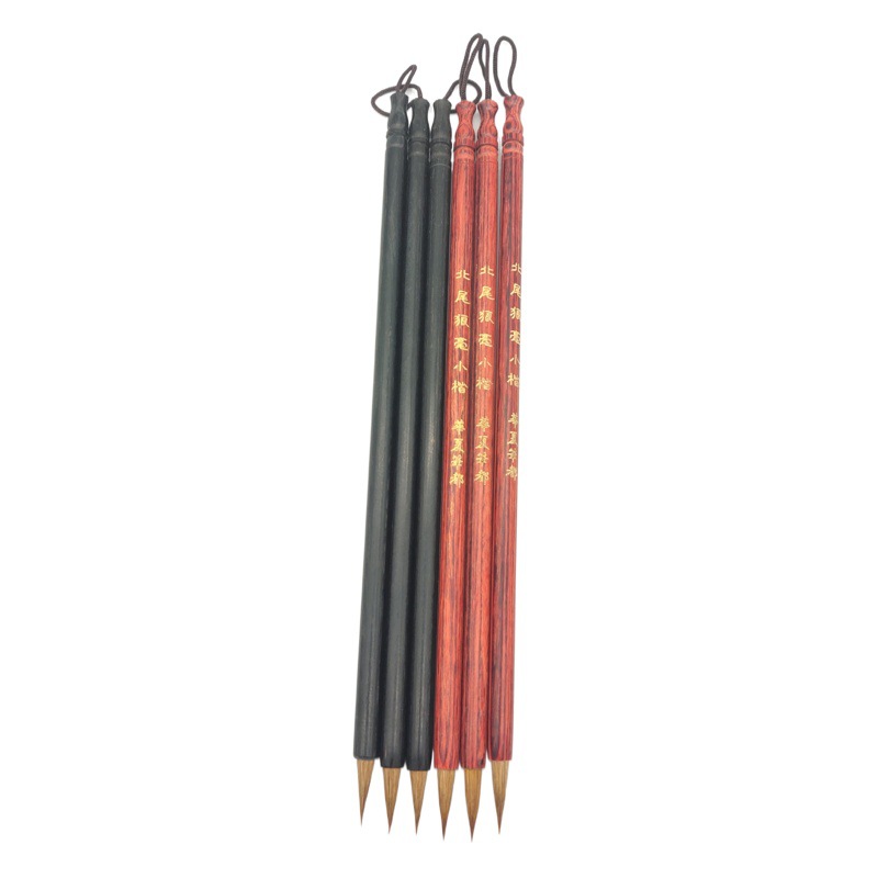 Beiwei Langhao Small Case Brush Fly Head Small Case Calligraphy Pen Red Sandalwood Ebony Sketch Red Megonometric Brush