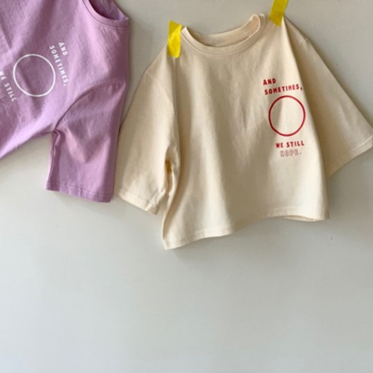 Children's Instagram Style Summer New Fashionable Top Korean Loose Comfortable Simple Western-style Letter Mid-sleeve T-shirt for Boys and Girls