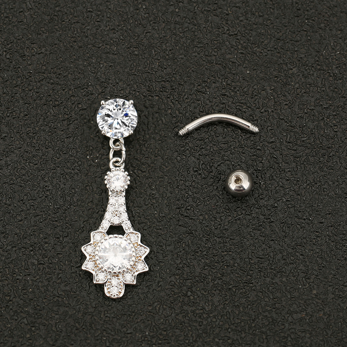 Picture of Cross-border new fashion wear belly button nail flower belly button ring puncture jewelry sunflower diamond personality belly button