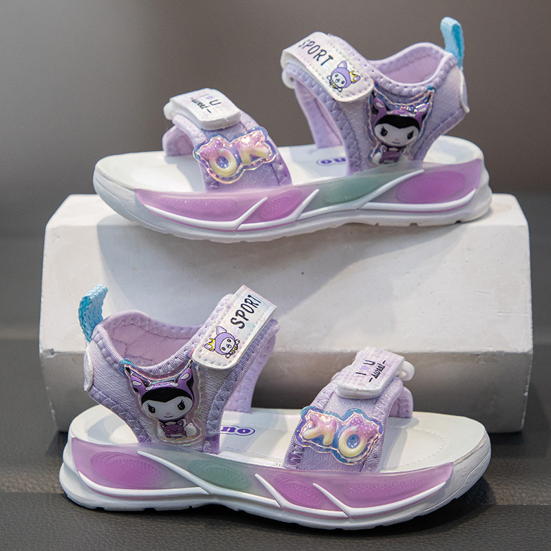 Children's Sandals Summer Girls Beach Shoes 2025 New Ins Cartoon Princess Shoes Cute Soft Sole Sports Sandals