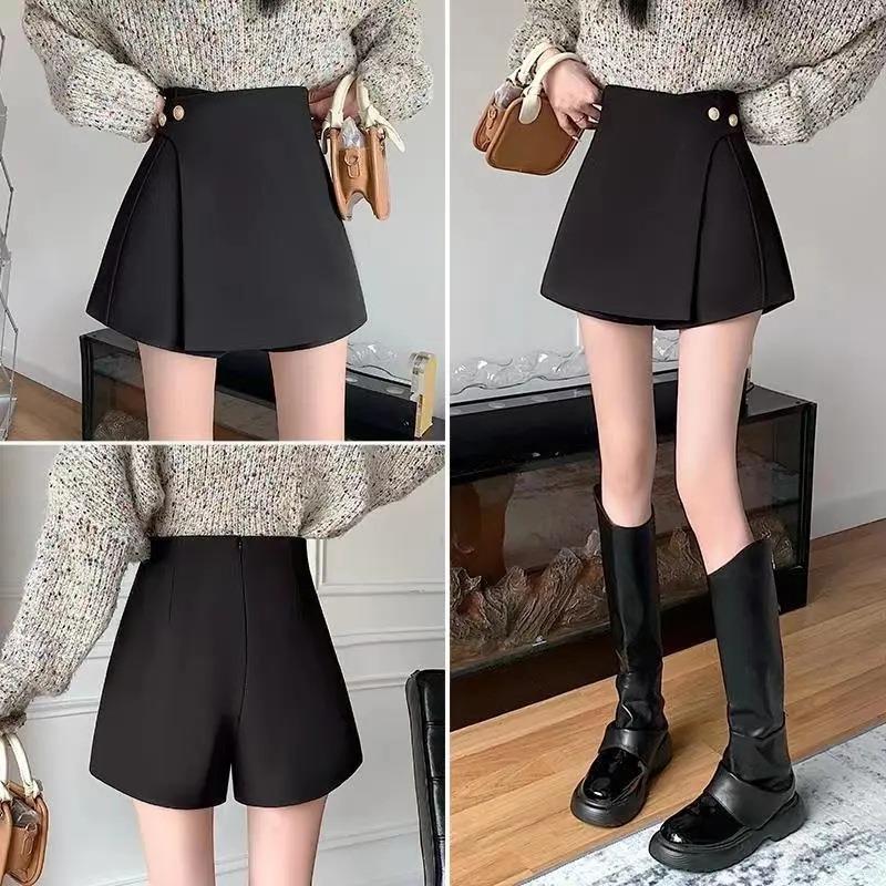 Irregular high waist suit short skirt pants autumn and winter women's pants skirt new fashion loose A- line pants casual high-end pants