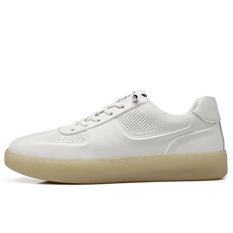 high quality Breathable Slip-on Fashionable All-Match White Shoes Men's Lightweight Comfortable Two-Layer Cowhide Casual Skateboard Shoes