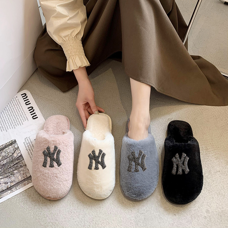 Baotou Slippers Women's Winter New Korean Style Soft Bottom Outer Wear Home Warm Indoor Mao Mao Foreign Trade Fashion Brand Cotton Slippers