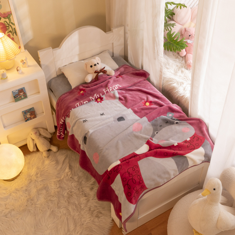 Picture of Children's Blanket Kindergarten Spring and Autumn Baby Coral Fleece Blanket Spring and Summer Single Layer Thin Blanket Office Nap